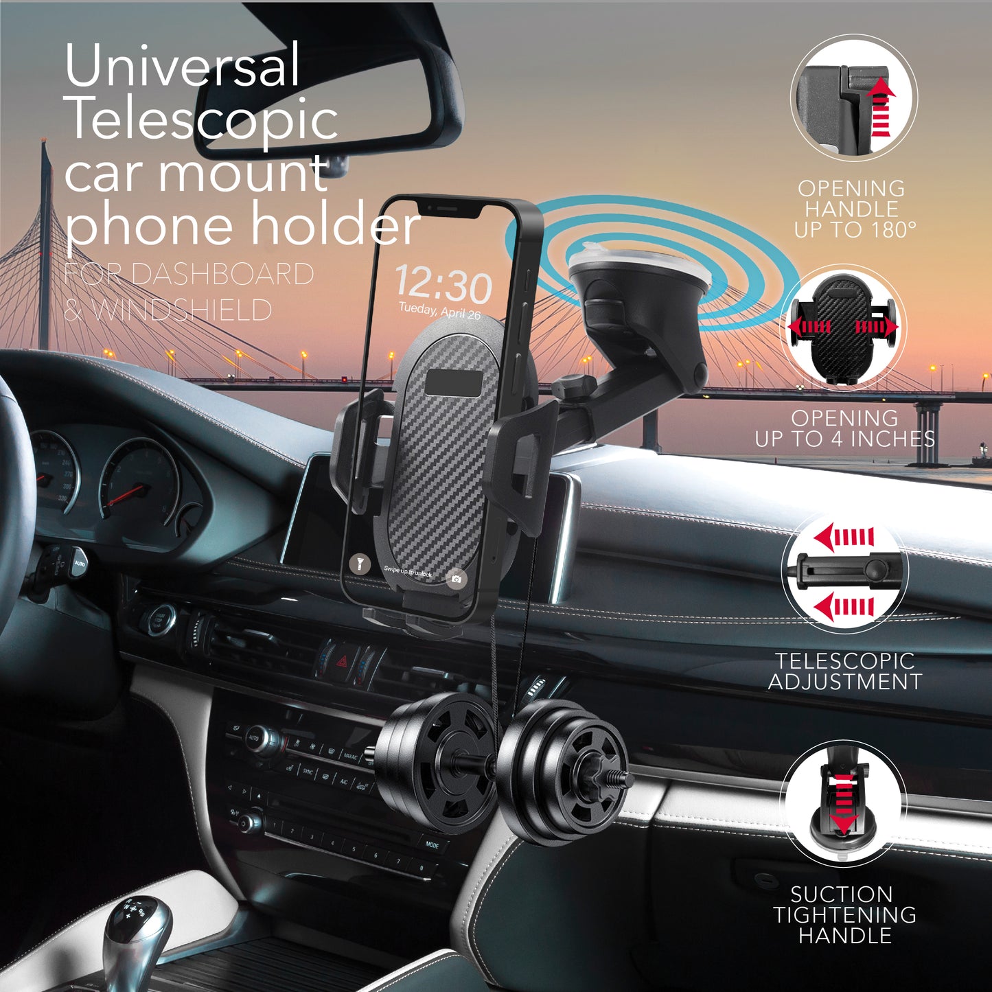 RCA CM-11 2-in-1 Universal Car Phone Holder for Dashboard & Windshield - Top Tech Audio