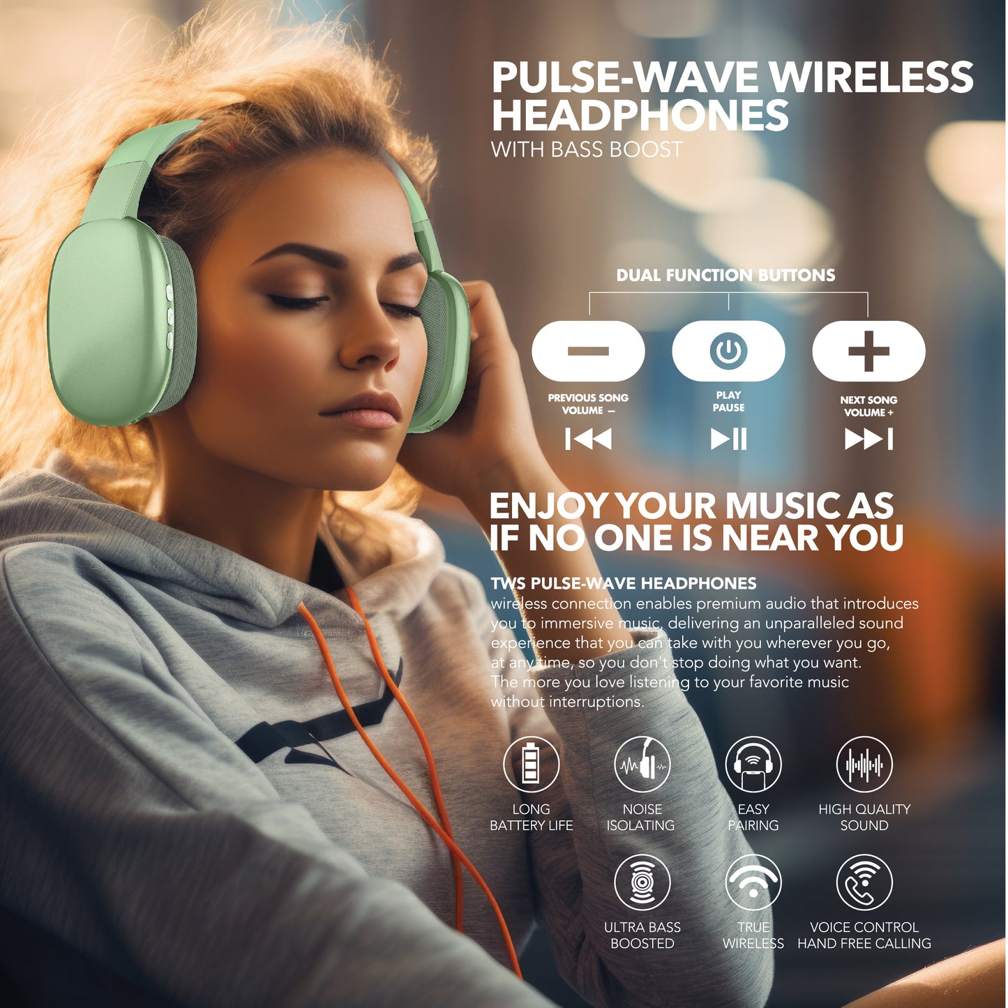 RCA Wave-56 Wireless Over-Ear Bluetooth Headphones, 20H Playtime, Hi-Res Audio - Top Tech Audio