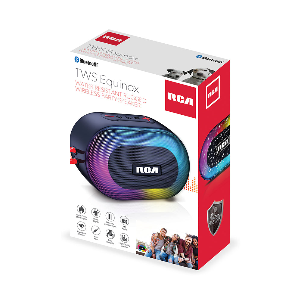 RCA IP5 Disco-101 Water-Resistant Bluetooth Speaker with LED Mode - Top Tech Audio