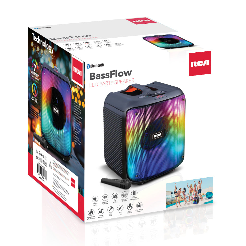RCA STAGE-88 8" Bluetooth Speaker with LED Lights, FM Radio & Carry Handle - Top Tech Audio