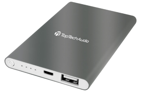 TopTech Slim Backup Power Bank with LED Indicator for USB Devices - Top Tech Audio