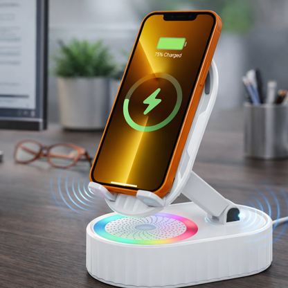 TOPTECH S50BT Bluetooth Speaker with 360° Phone Holder, Wireless Induction & RGB Lights