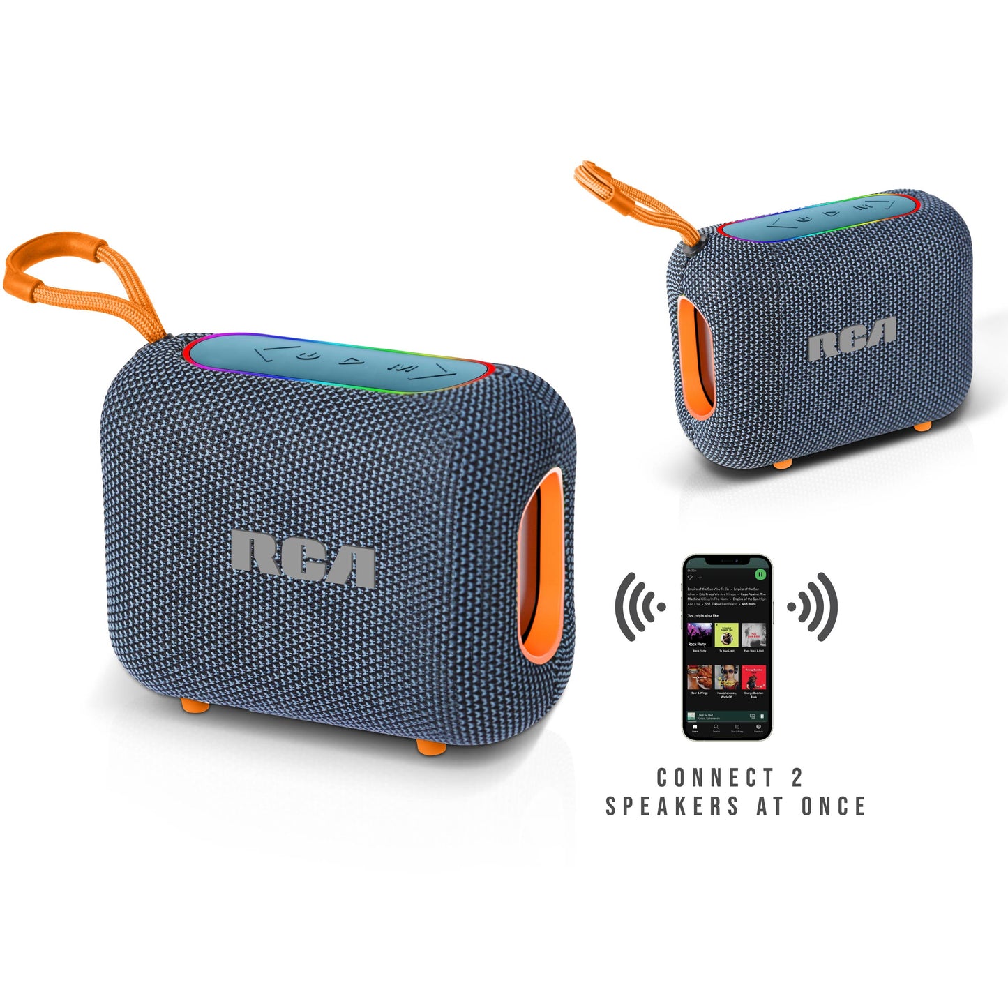 RCA BEAT-33 5W Portable Bluetooth Speaker with RGB Lights & Multiple Inputs