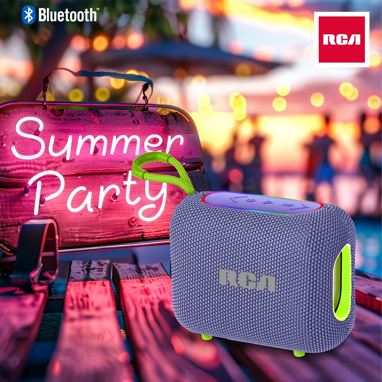 RCA BEAT-33 5W Portable Bluetooth Speaker with RGB Lights & Multiple Inputs