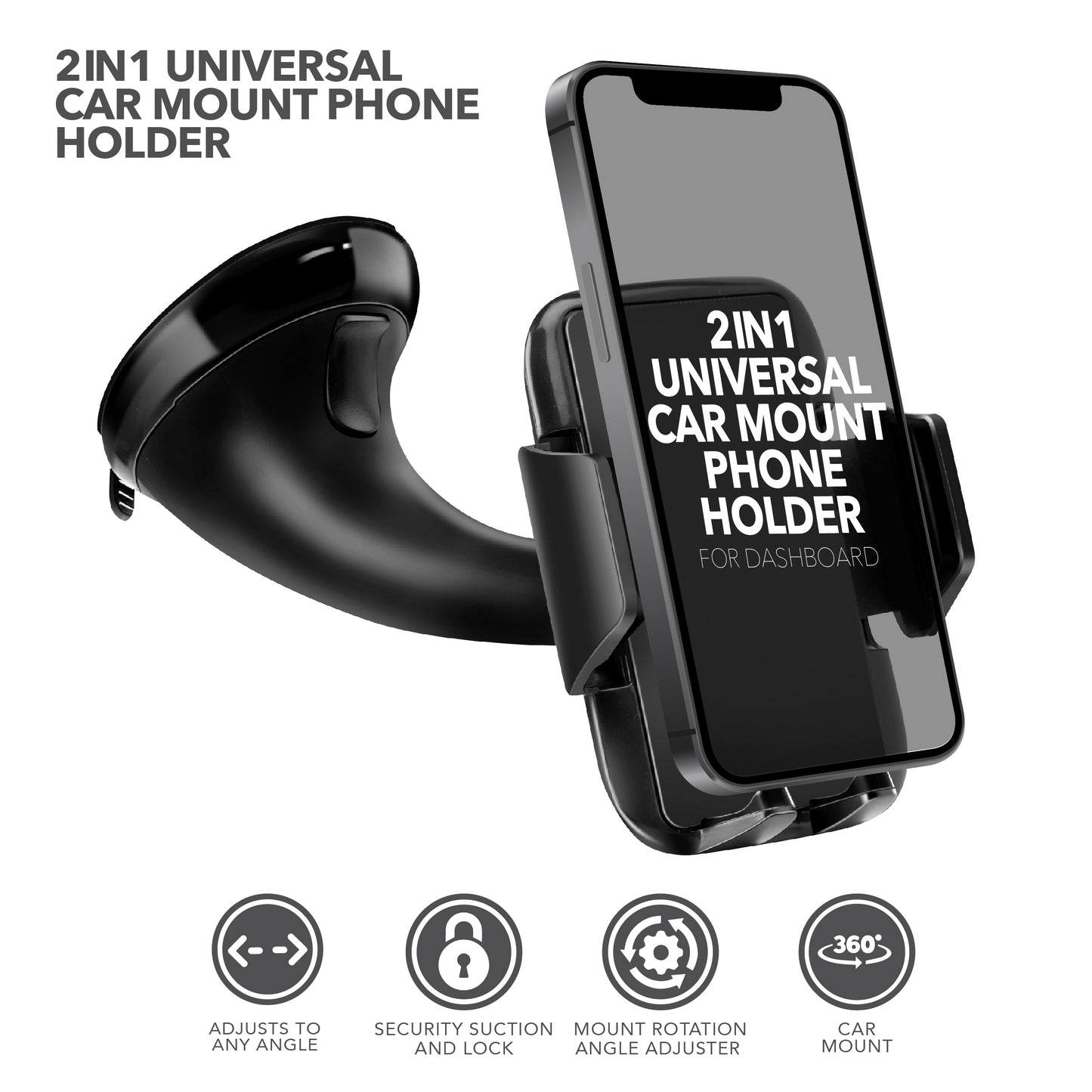 RCA 2-in-1 Universal Car Phone Holder for Dashboard & Windshield - Top Tech Audio 