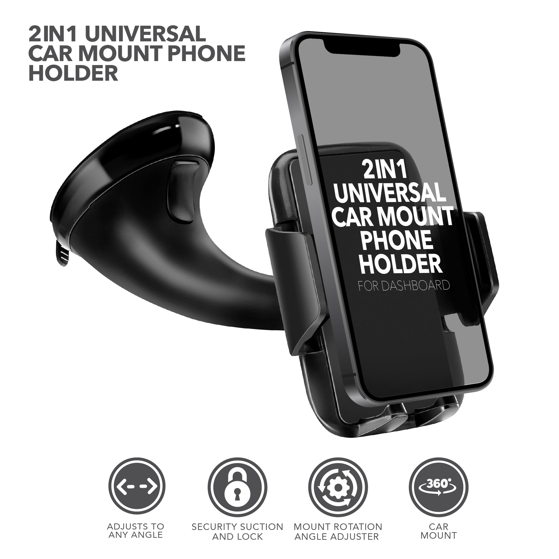 RCA 2-in-1 Universal Car Phone Holder for Dashboard & Windshield - Top Tech Audio 