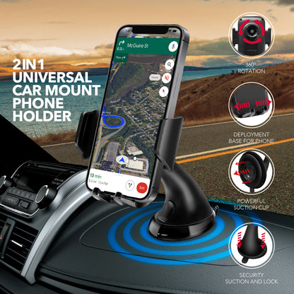 RCA 2-in-1 Universal Car Phone Holder for Dashboard & Windshield - Top Tech Audio 