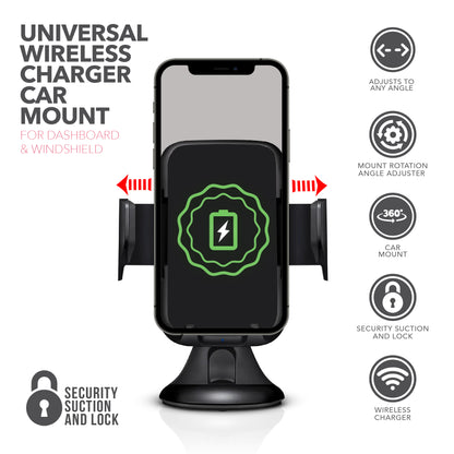 RCA 3-in-1 Wireless Car Charger & Phone Holder for Dashboard & Windshield - Top Tech Audio 