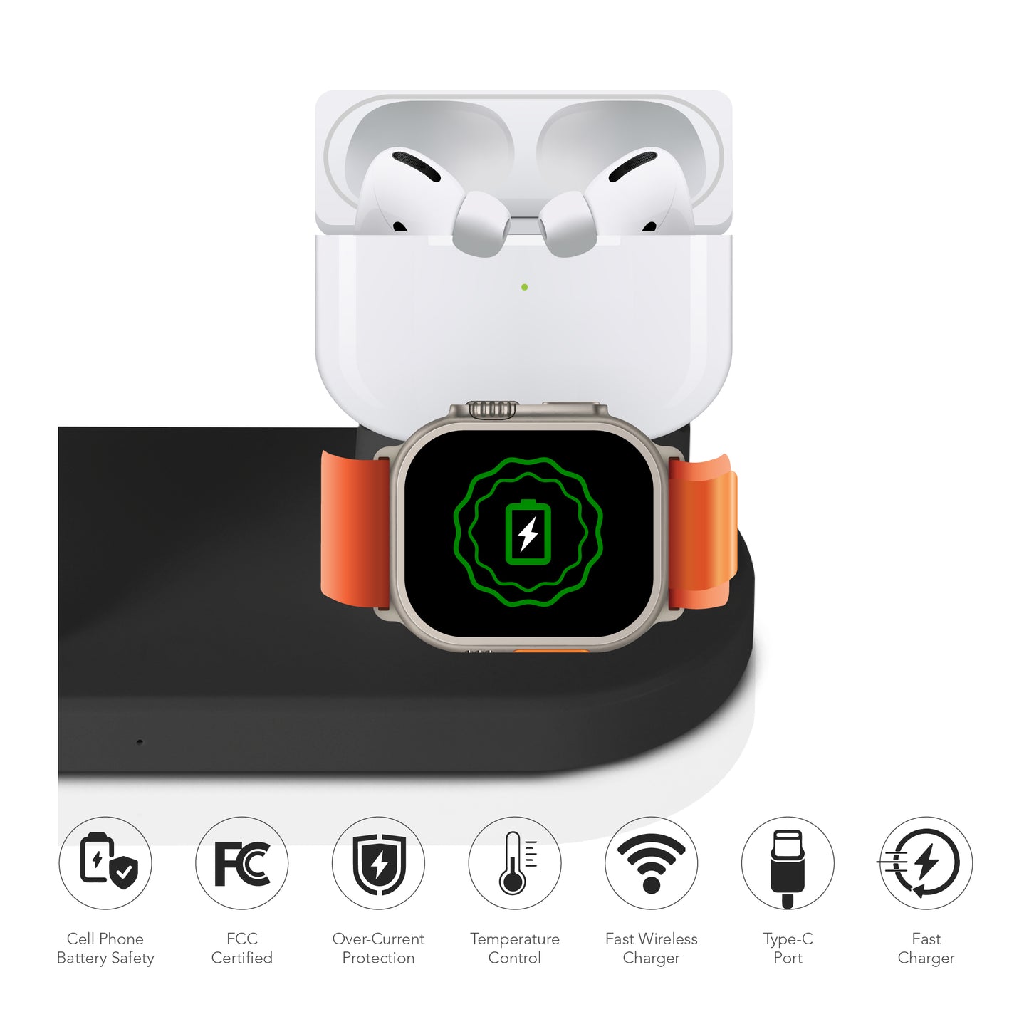 RCA 2024 3-in-1 Wireless 25W Charging Station for iPhone, Apple Watch & AirPods - Top Tech Audio 