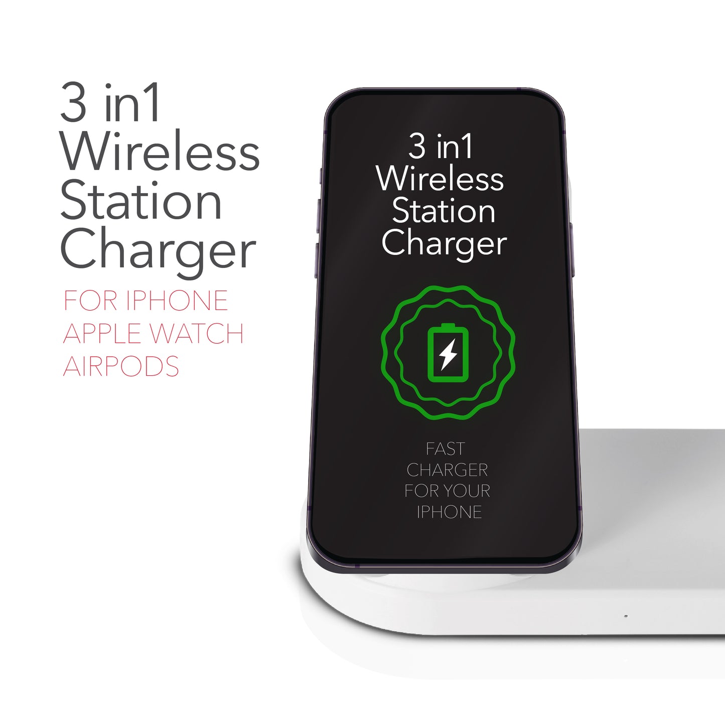 RCA 2024 3-in-1 Wireless 25W Charging Station for iPhone, Apple Watch & AirPods - Top Tech Audio 