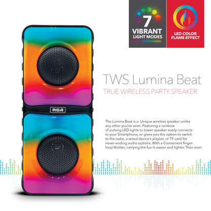 RCA Disco 204 Flame Effect Bluetooth Party Speaker with Dual 4" Woofers - Top Tech Audio 