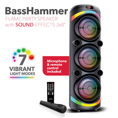 RCA FLEX-2108 Portable Bluetooth Speaker Wireless Karaoke Speaker with Mic & RGB Light
