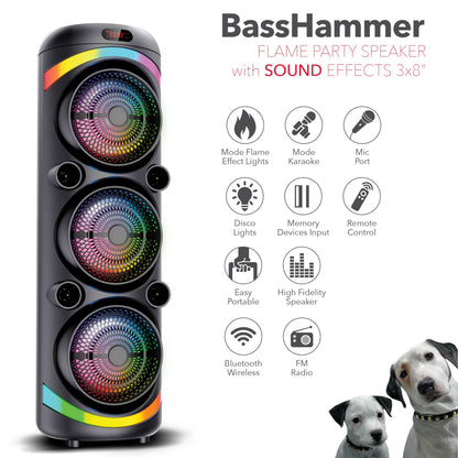 RCA FLEX-2108 Portable Bluetooth Speaker Wireless Karaoke Speaker with Mic & RGB Light