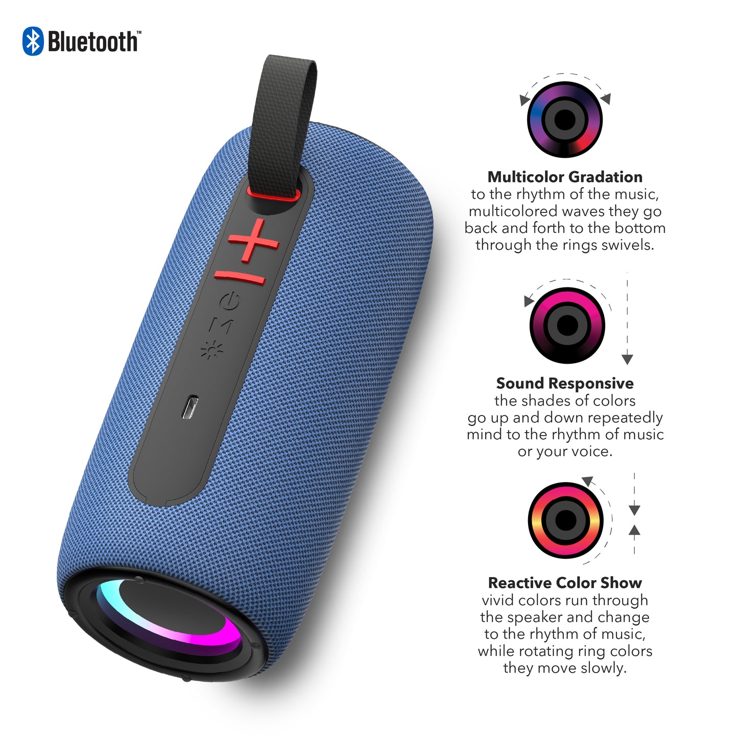RCA FLEX-4 Mini Bazooka Flame Party Speaker with Sound Effects, 12H Playback Time, Bluetooth Version 5.1