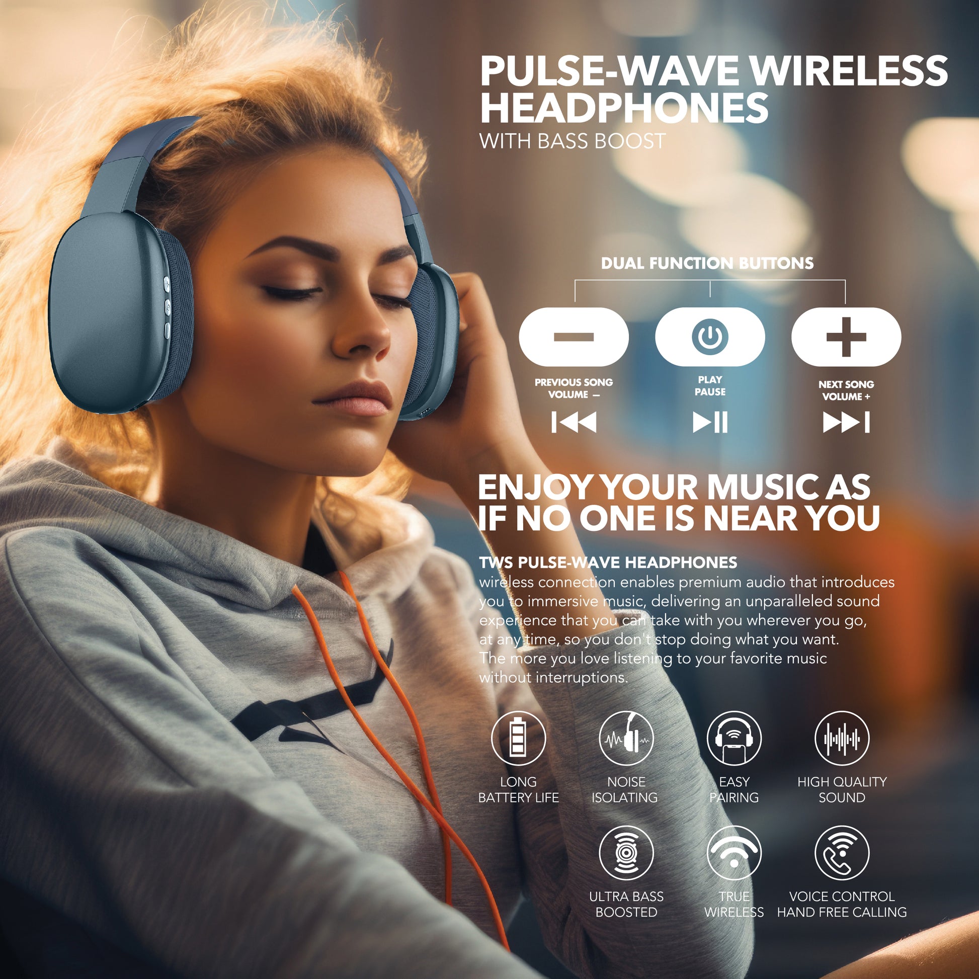 RCA Wave-56 Wireless Over-Ear Bluetooth Headphones, 20H Playtime, Hi-Res Audio - Top Tech Audio 