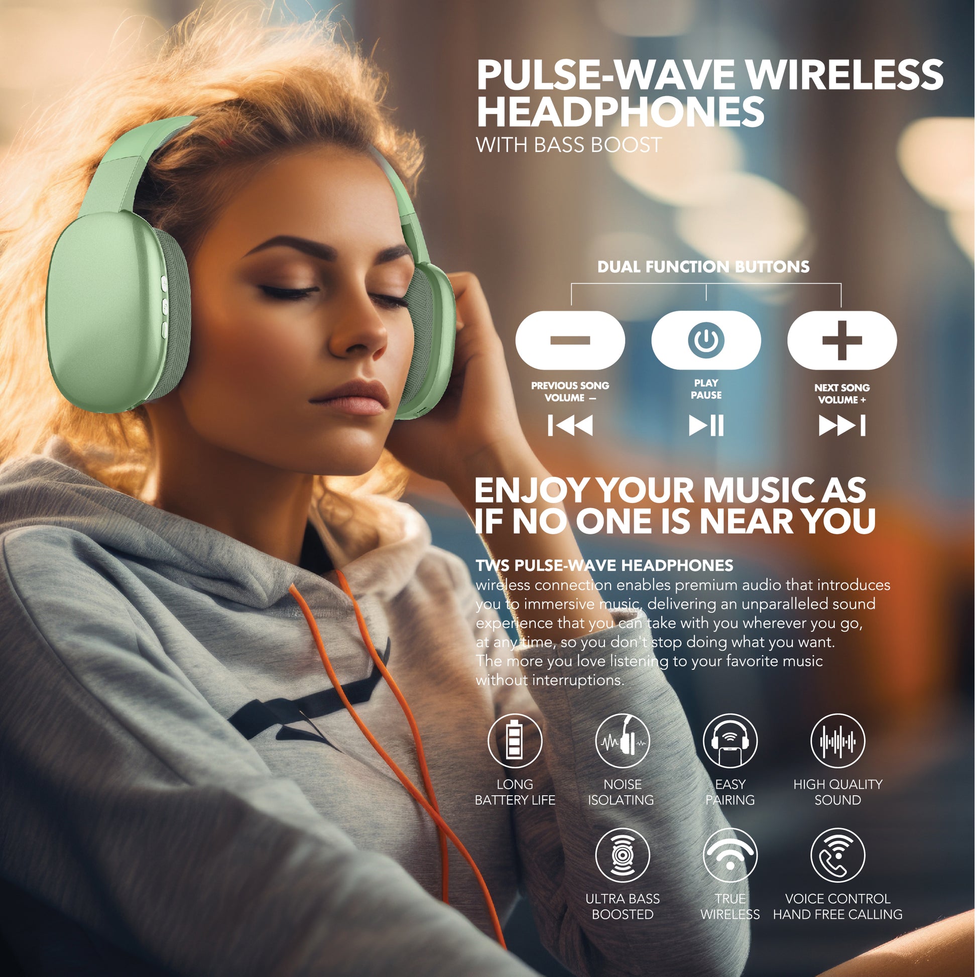 RCA Wave-56 Wireless Over-Ear Bluetooth Headphones, 20H Playtime, Hi-Res Audio - Top Tech Audio 