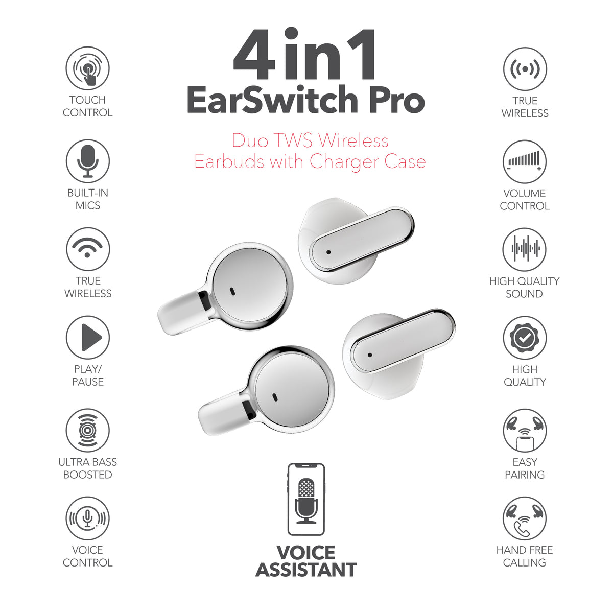 RCA TUNE-20 True Wireless Earbuds with Dual Pair Design