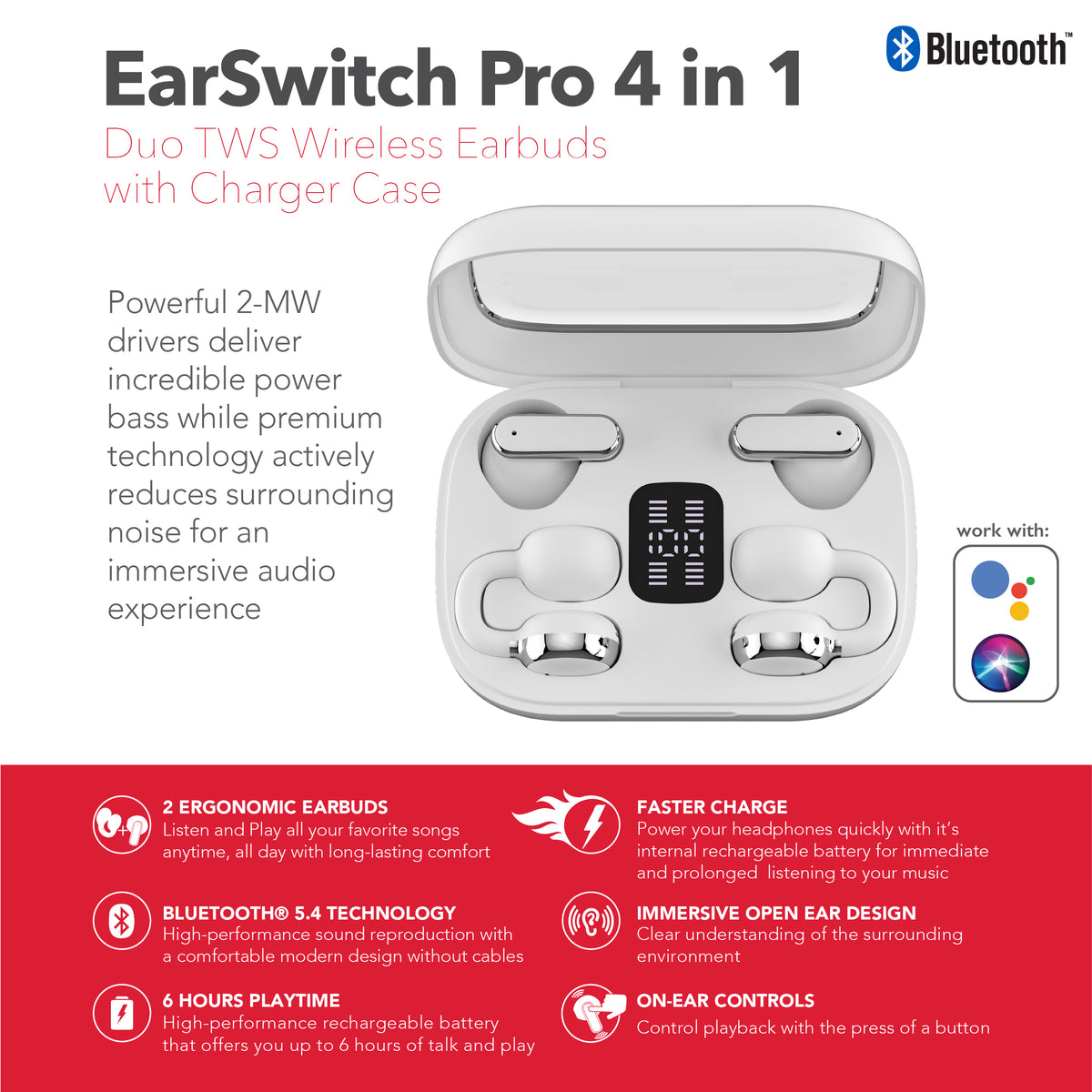RCA TUNE-20 True Wireless Earbuds with Dual Pair Design