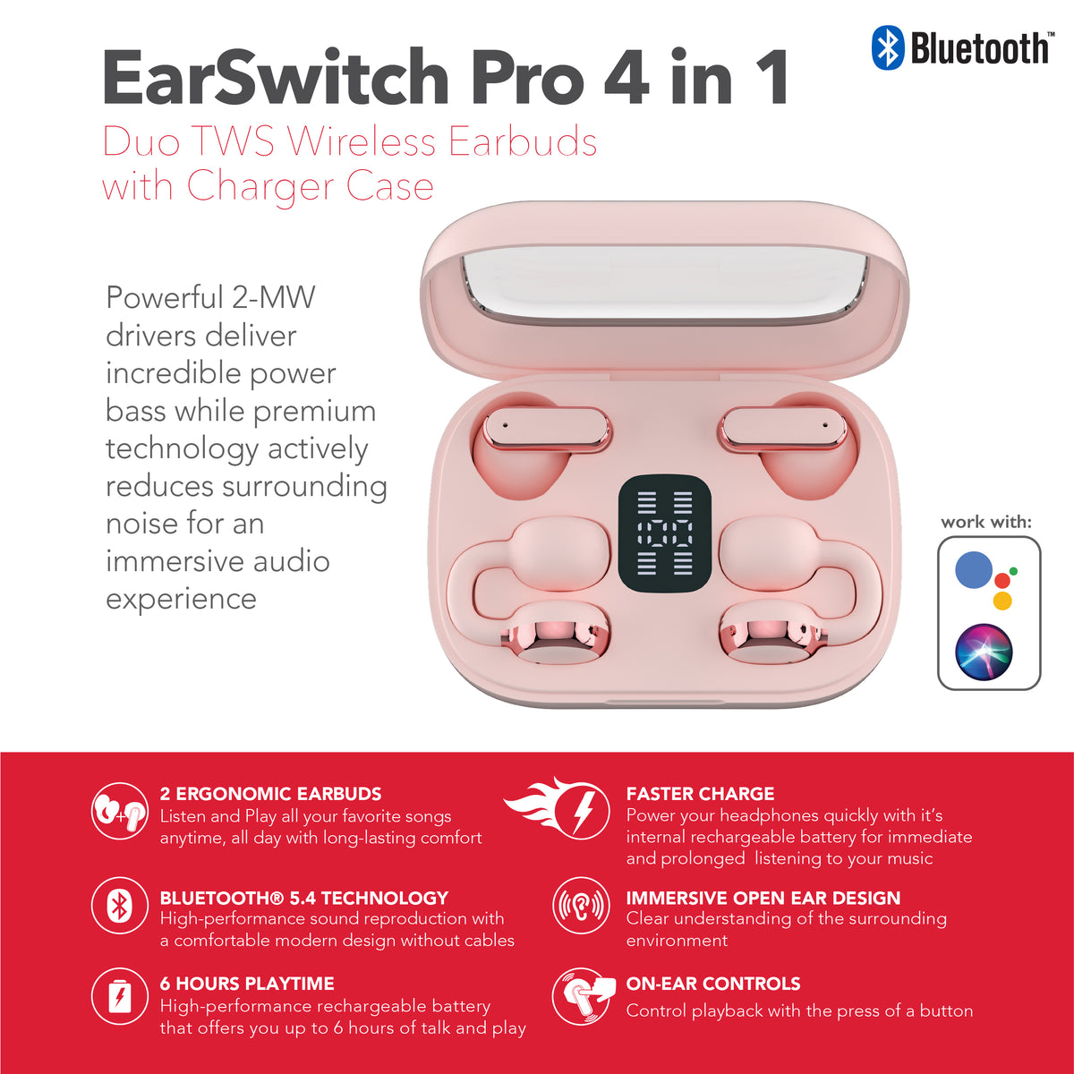 RCA TUNE-20 True Wireless Earbuds with Dual Pair Design