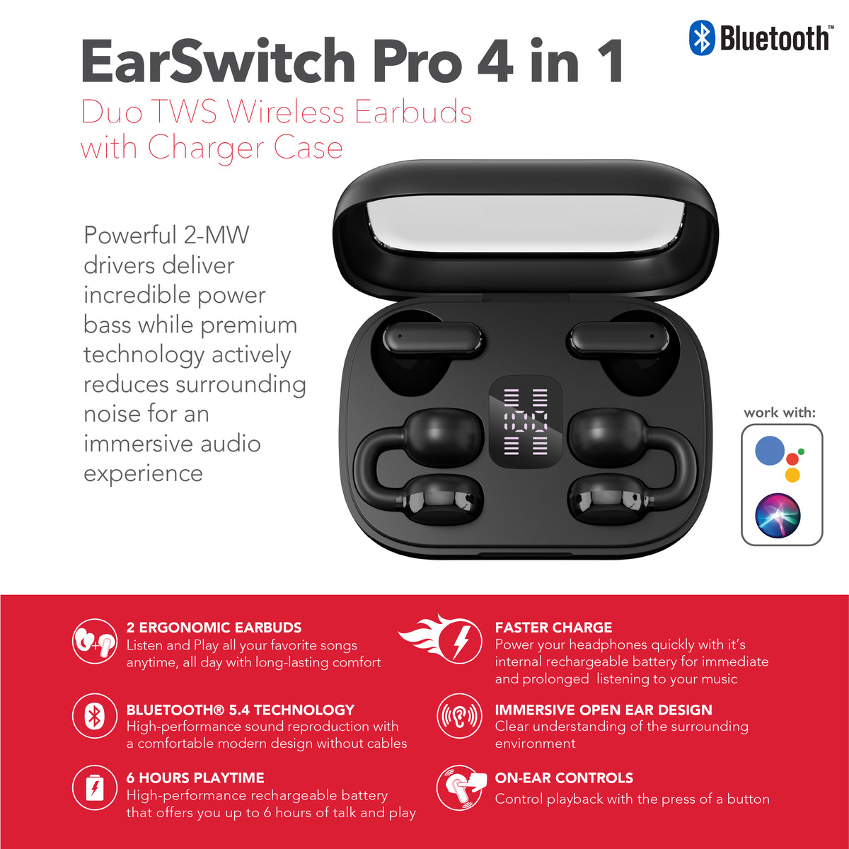 RCA TUNE-20 True Wireless Earbuds with Dual Pair Design