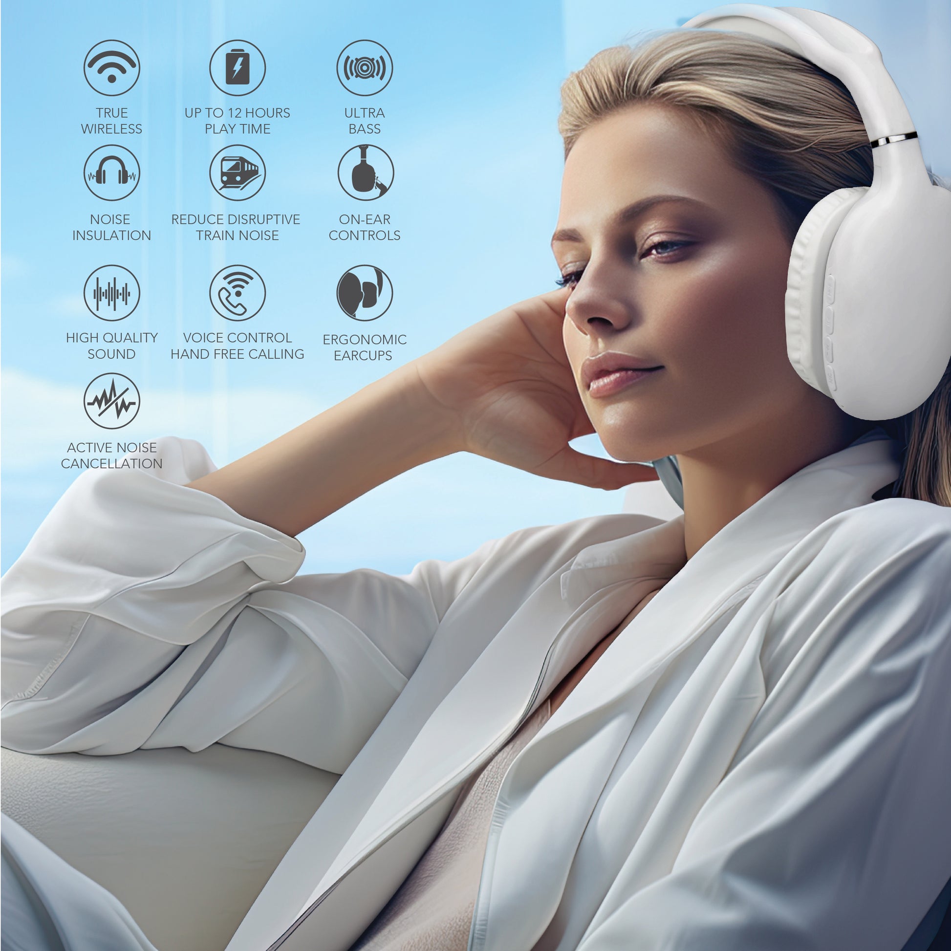 RCA Wave-53 Active Noise Cancelling Headphones, 12H Playtime, Hi-Res Audio - Top Tech Audio 