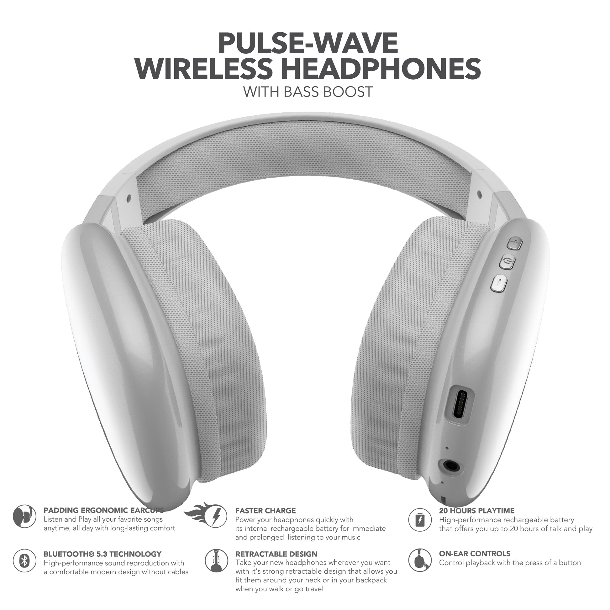 RCA Wave-56 Wireless Over-Ear Bluetooth Headphones, 20H Playtime, Hi-Res Audio - Top Tech Audio 