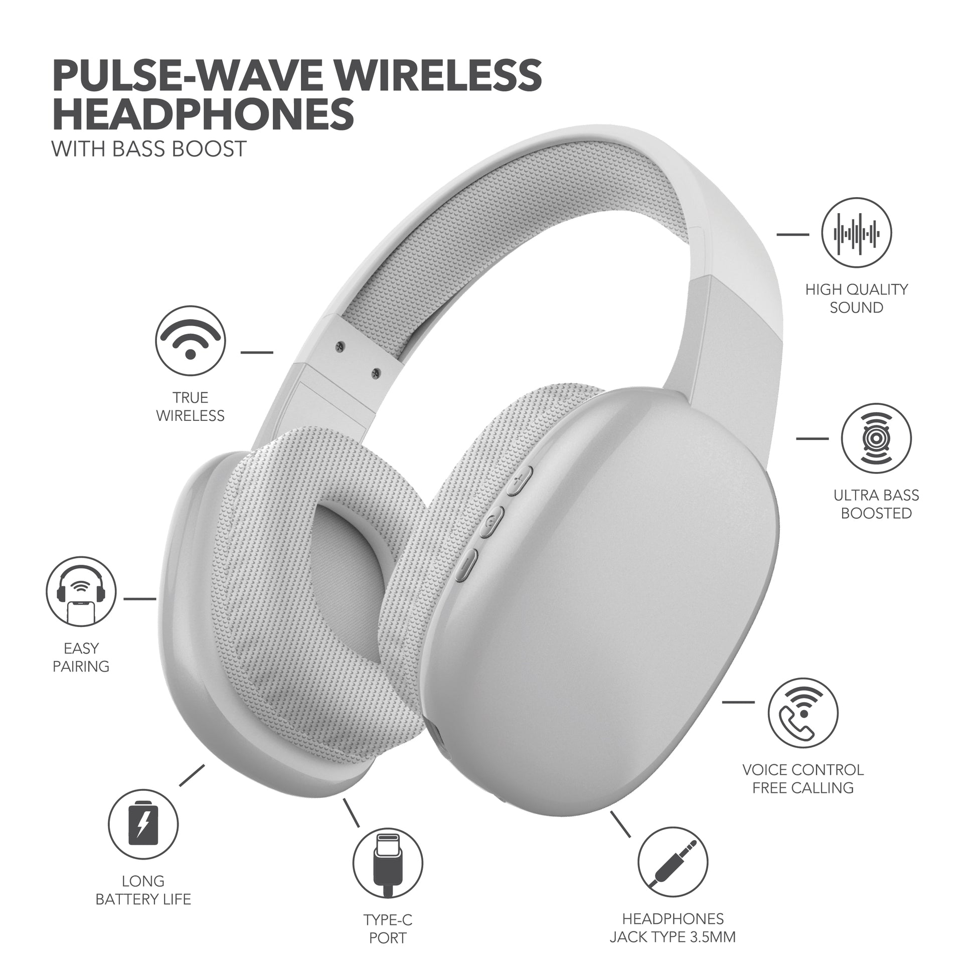 RCA Wave-56 Wireless Over-Ear Bluetooth Headphones, 20H Playtime, Hi-Res Audio - Top Tech Audio 