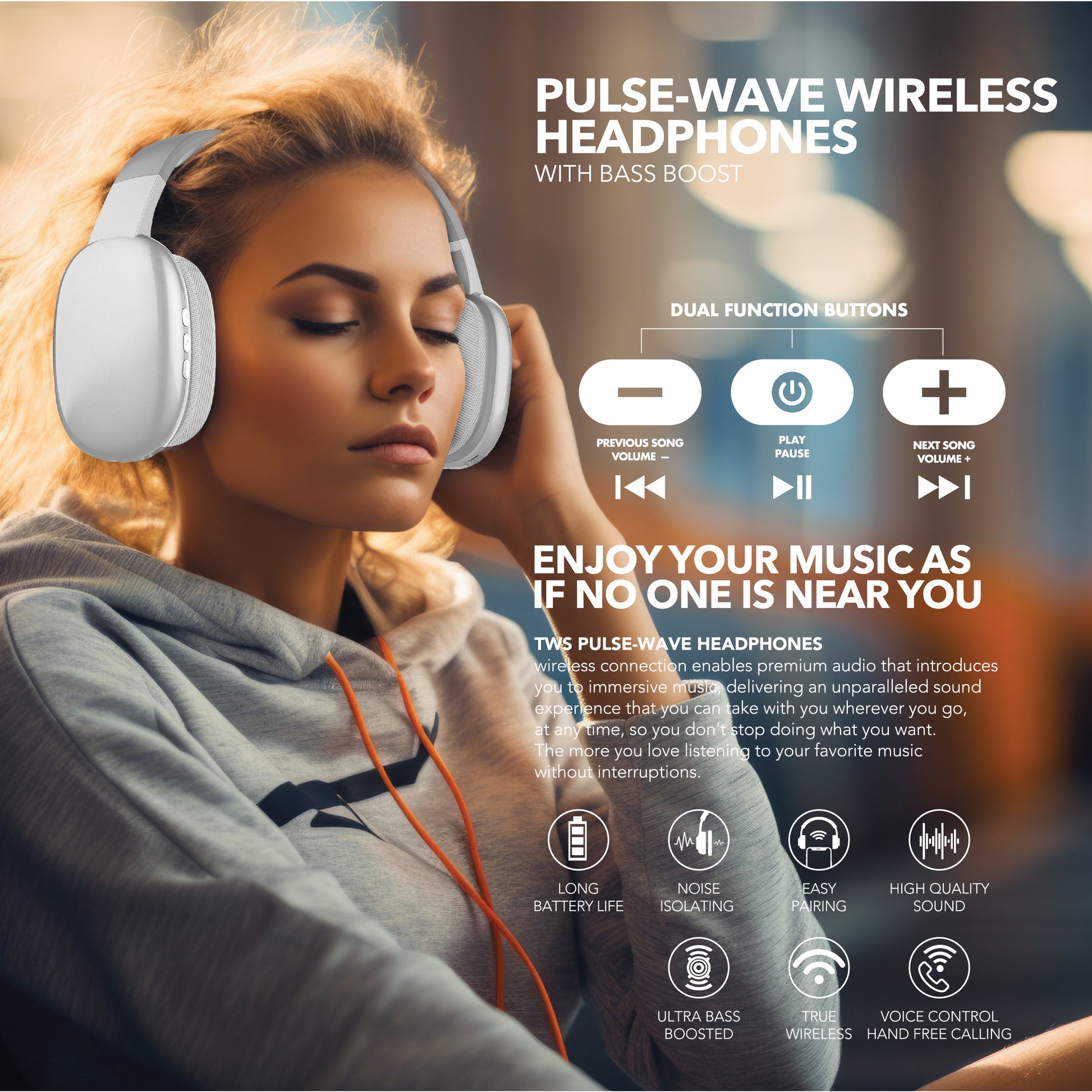 RCA Wave-56 Wireless Over-Ear Bluetooth Headphones, 20H Playtime, Hi-Res Audio - Top Tech Audio 
