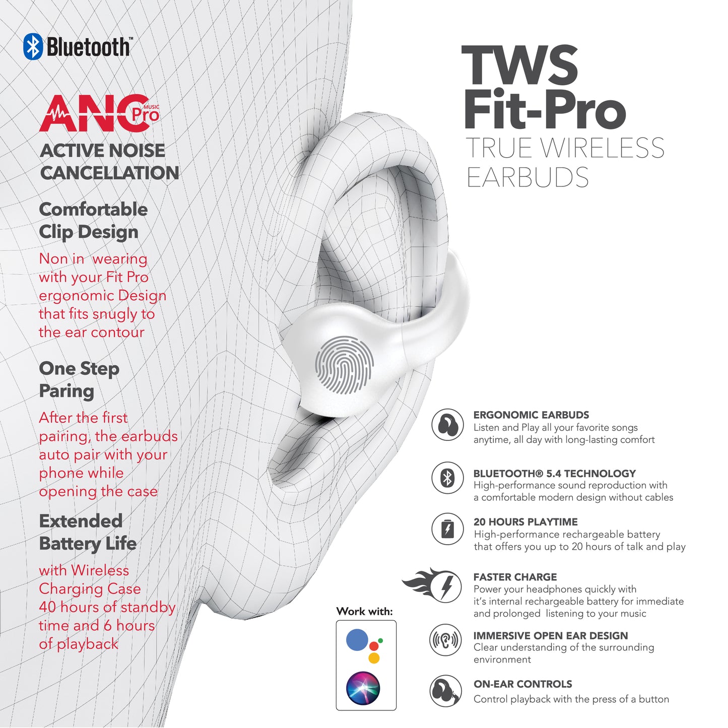 RCA Wave-66 True Wireless Earbuds, 20H Playtime, Hi-Res Audio, Big Bass - Top Tech Audio 