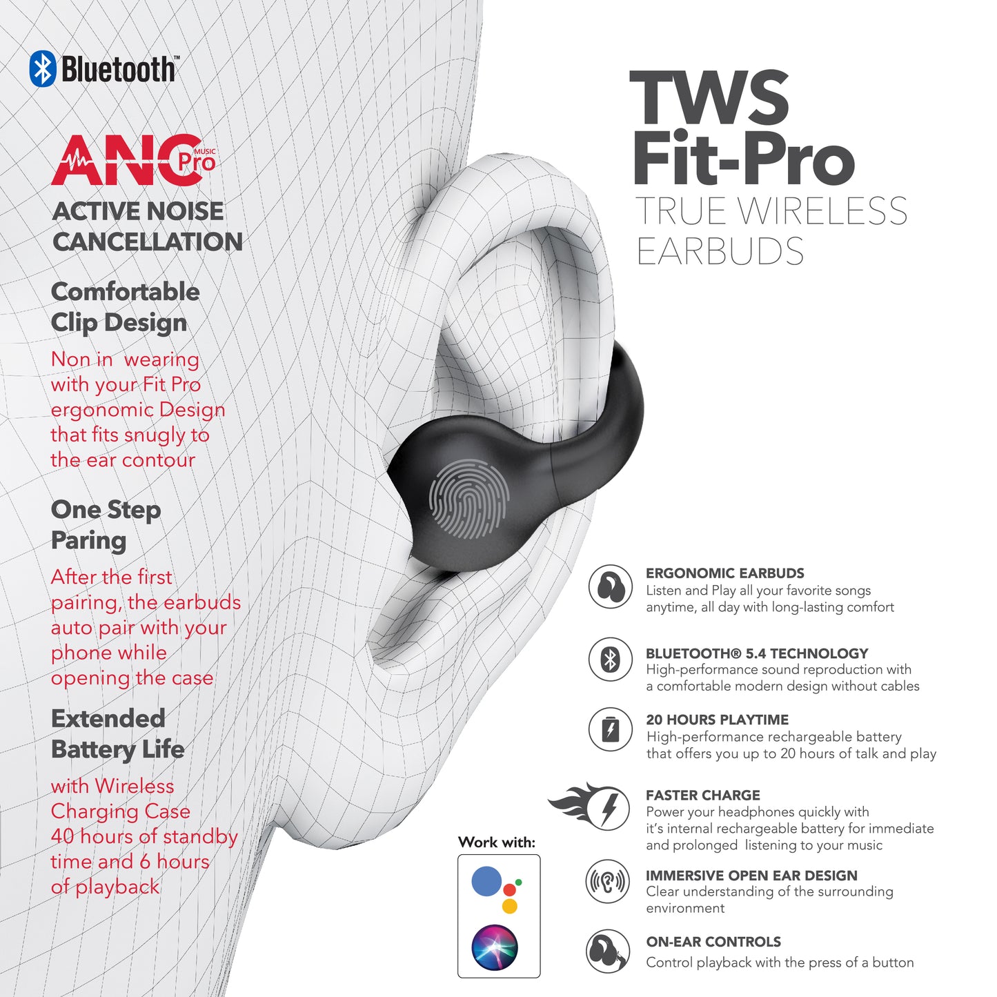 RCA Wave-66 True Wireless Earbuds, 20H Playtime, Hi-Res Audio, Big Bass - Top Tech Audio 