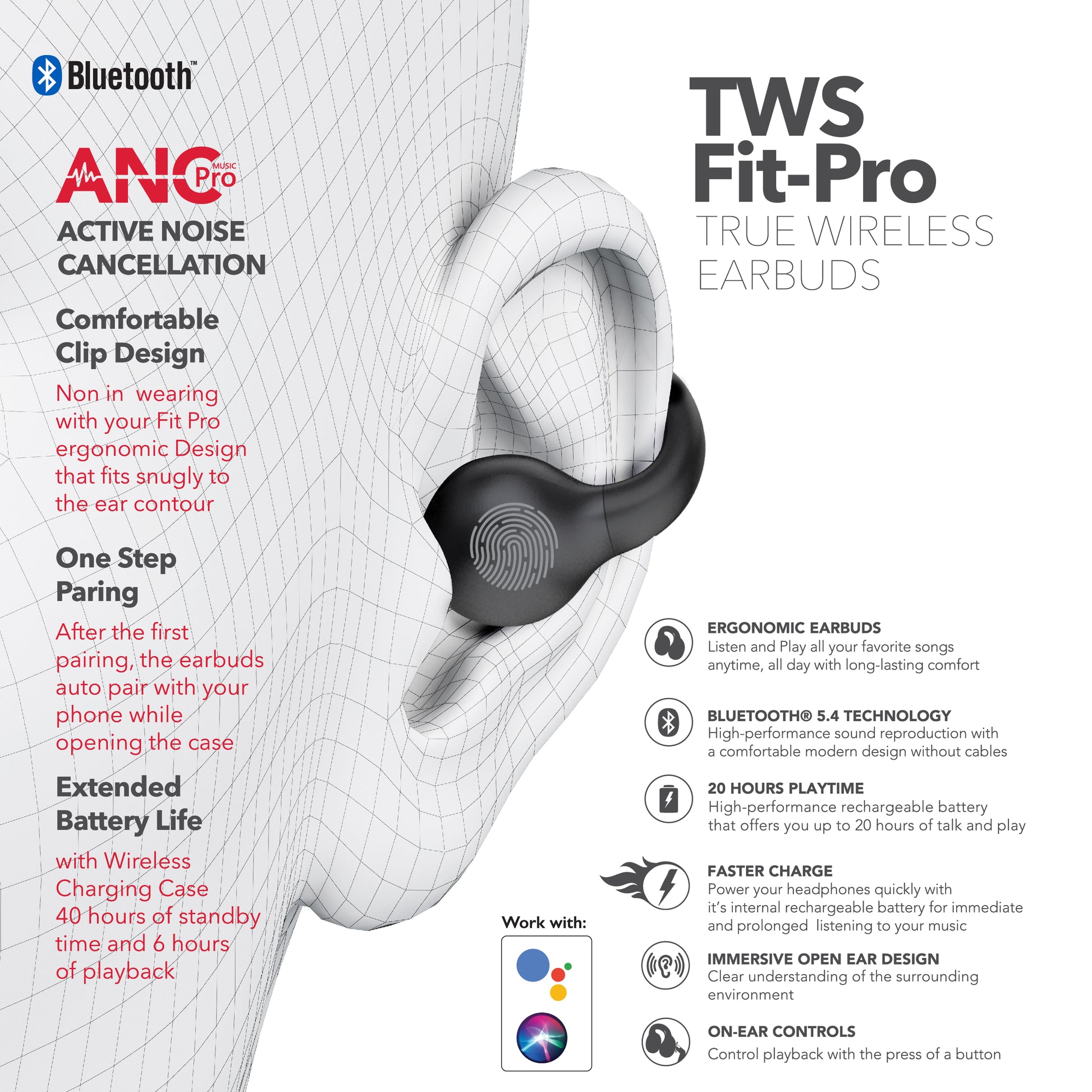 RCA Wave-66 True Wireless Earbuds, 20H Playtime, Hi-Res Audio, Big Bass - Top Tech Audio 