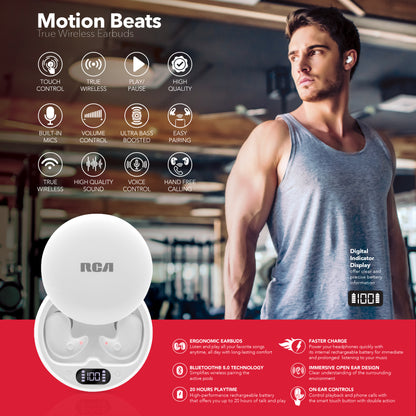 RCA Wave-80 True Wireless Earbuds, 20H Playtime, Hi-Res Audio, Big Bass - Top Tech Audio 