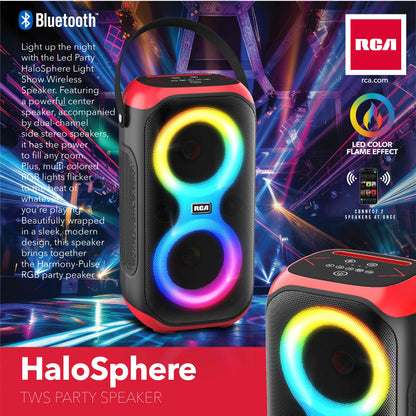 RCA BEAT-10 Portable Bluetooth Speaker Wireless Karaoke Speaker with Mic & RGB Light