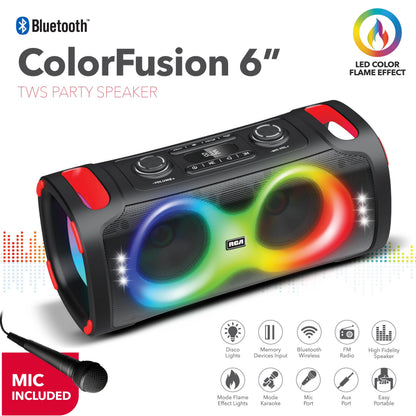 RCA BEAT-206 Portable Bluetooth Speaker Wireless Karaoke Speaker with Mic & RGB Light