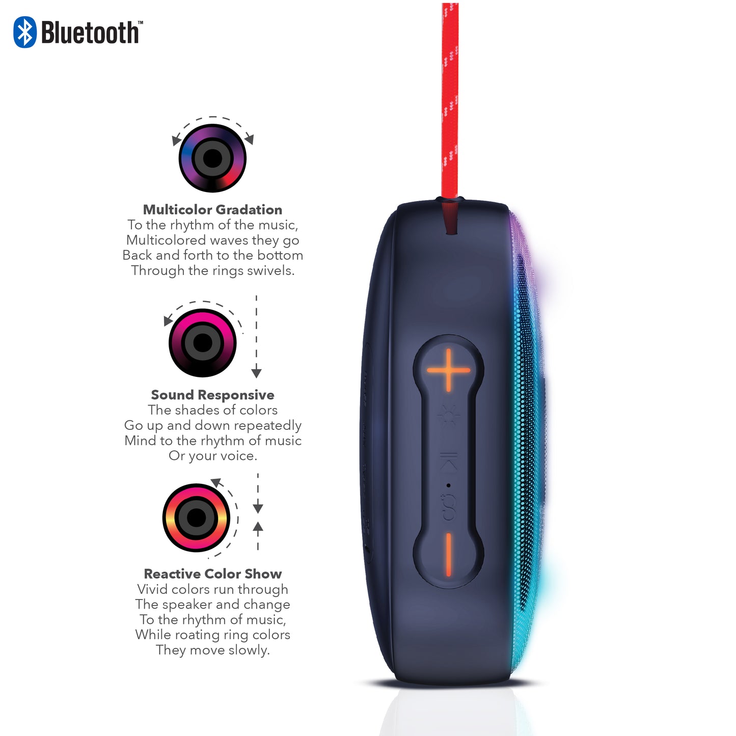 RCA IP5 Disco-101 Water-Resistant Bluetooth Speaker with LED Mode - Top Tech Audio 