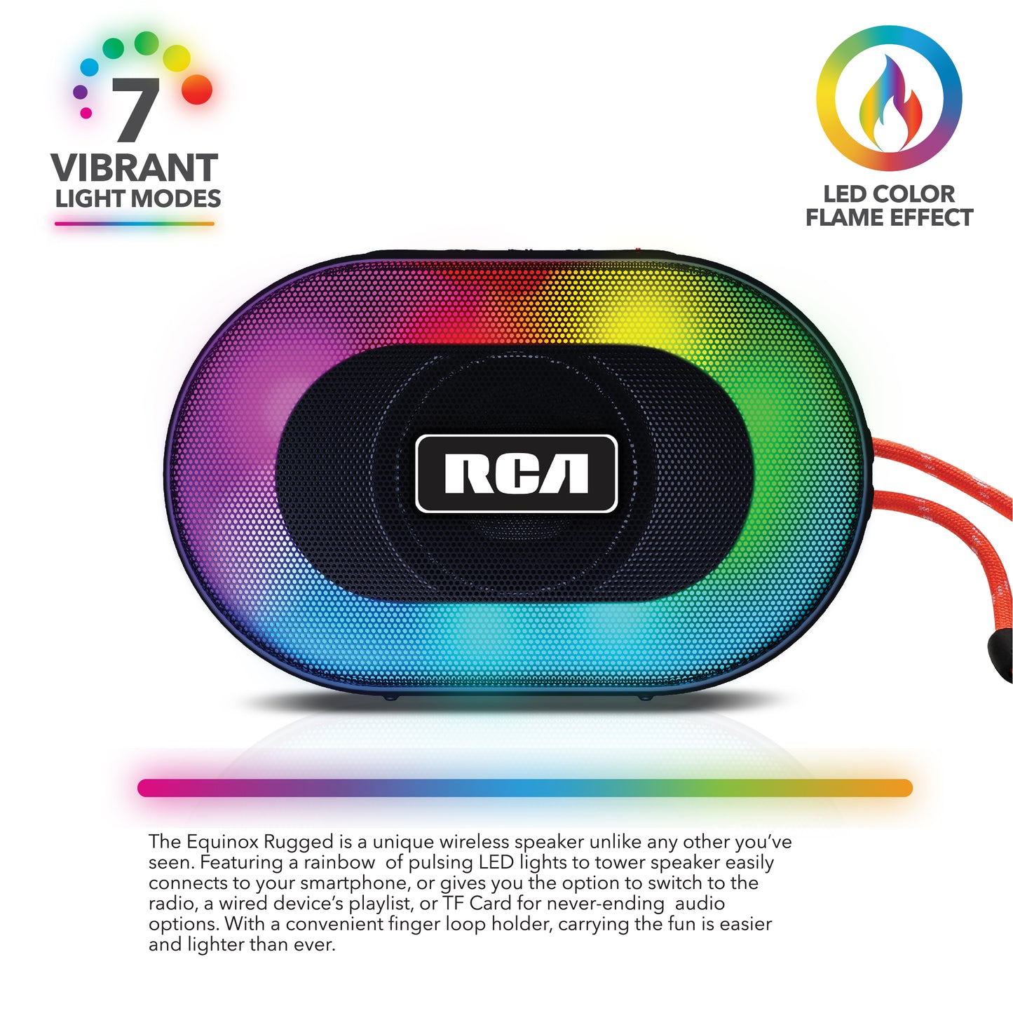 RCA IP5 Disco-101 Water-Resistant Bluetooth Speaker with LED Mode - Top Tech Audio 