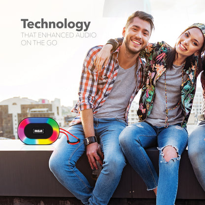 RCA IP5 Disco-101 Water-Resistant Bluetooth Speaker with LED Mode - Top Tech Audio 