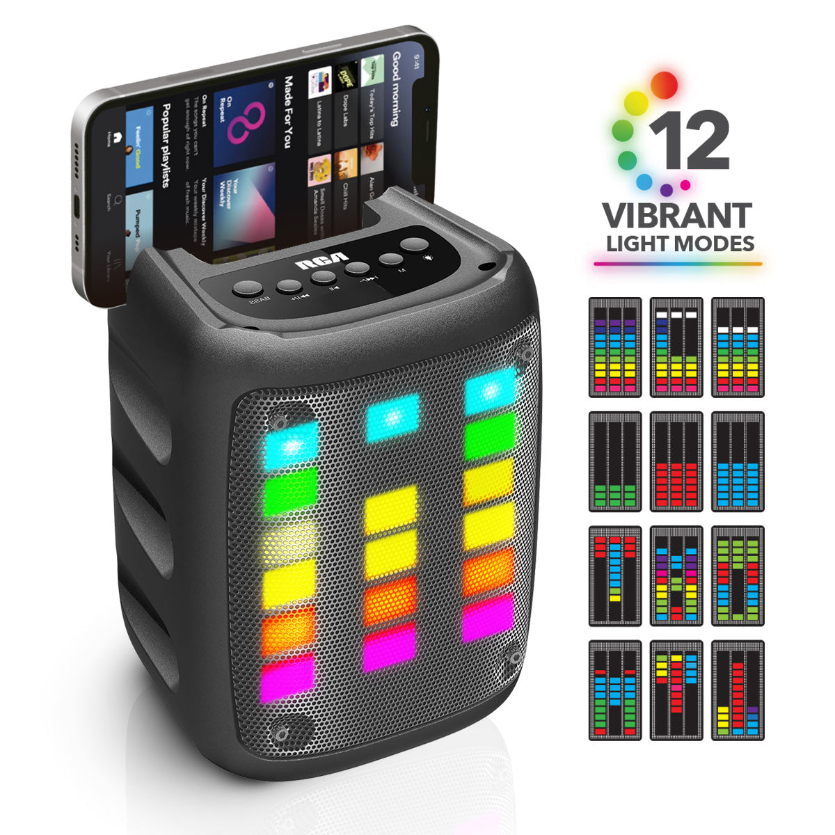 RCA Disco 103 RGB Wireless Mini Party Speaker with LED Show Lights and 3" Woofer - Top Tech Audio 