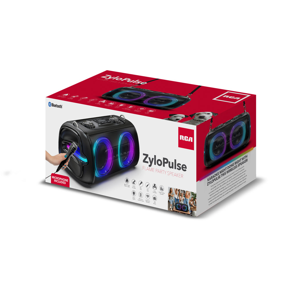 RCA FLAME-204 Double 4" Bluetooth Speaker with Carry Strap - FM/USB/TF/AUX/MIC IN - Top Tech Audio 