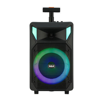 RCA FLAME-8 8" Bluetooth Speaker with Mic, Remote, Trolley & Dynamic LED Lights - Top Tech Audio 