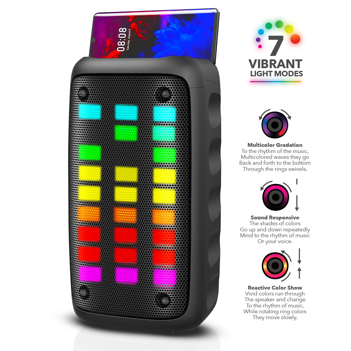 RCA Disco 203 RGB Wireless Party Speaker with Dual 3" Woofers & LED Lights - Top Tech Audio 