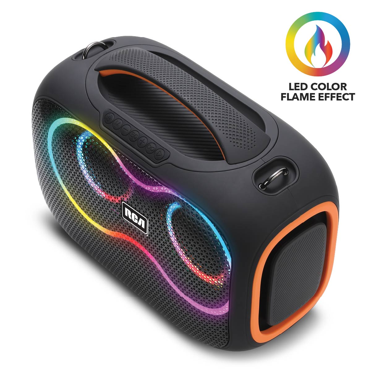 RCA FLAME-206 Portable Bluetooth Speaker Wireless Karaoke Speaker with Mic & RGB Light