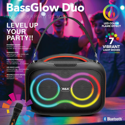 RCA FLAME-206 Portable Bluetooth Speaker Wireless Karaoke Speaker with Mic & RGB Light