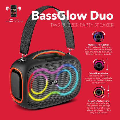RCA FLAME-206 Portable Bluetooth Speaker Wireless Karaoke Speaker with Mic & RGB Light