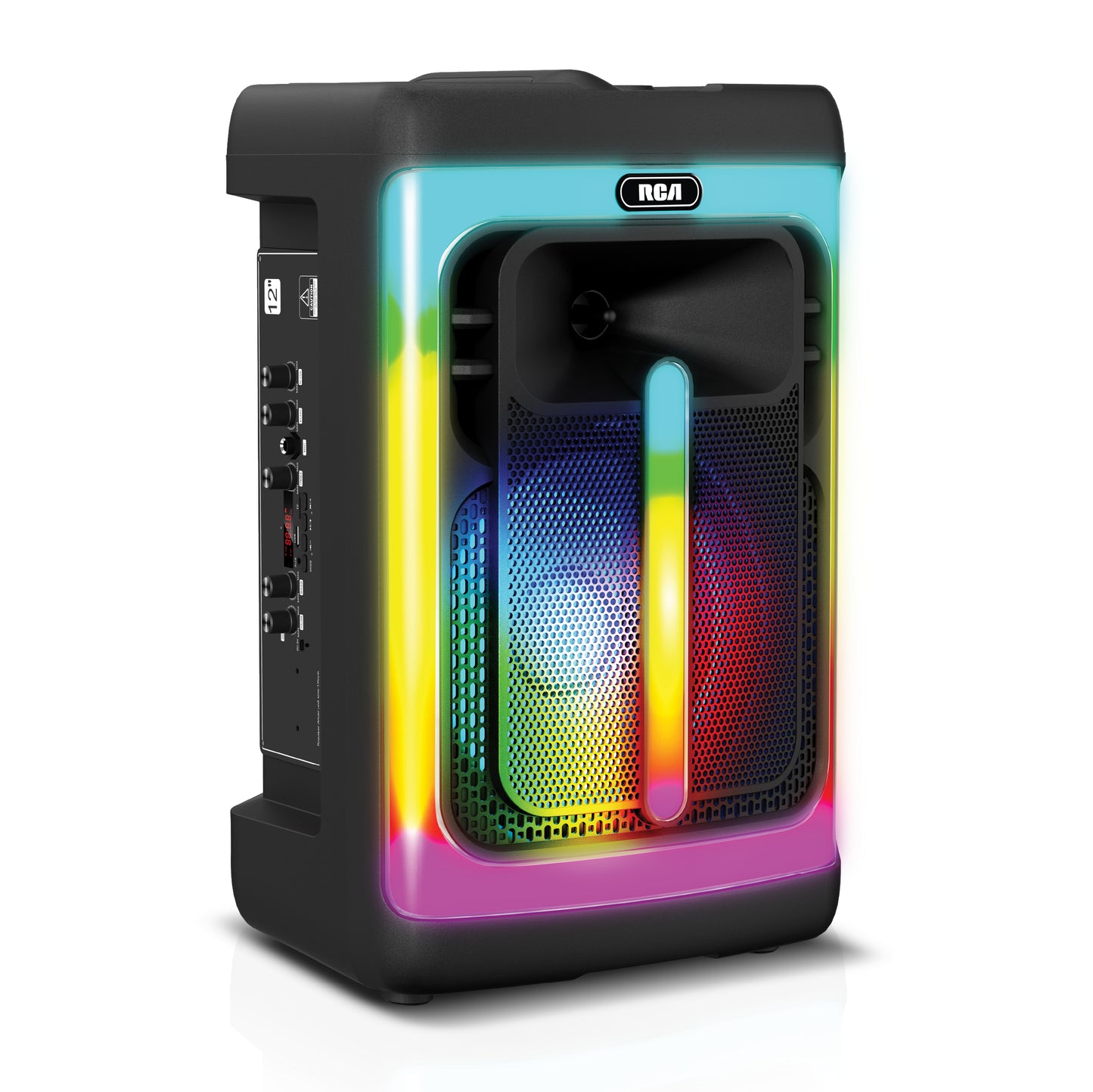 RCA FLAME-1212 Portable Bluetooth Speaker 12" Wireless Karaoke Speaker with Mic & RGB Light