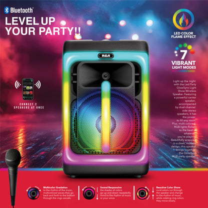 RCA FLAME-1212 Portable Bluetooth Speaker 12" Wireless Karaoke Speaker with Mic & RGB Light