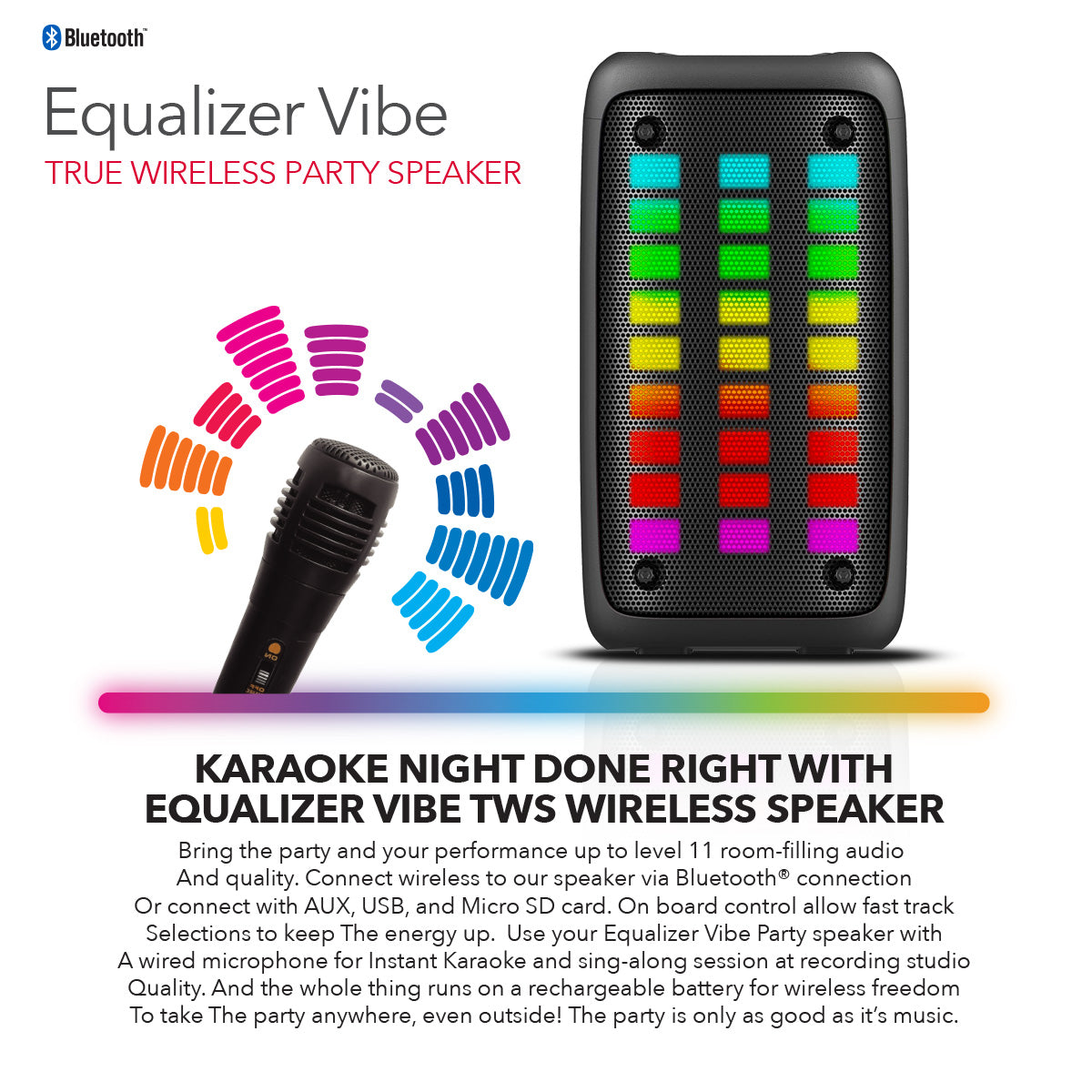 RCA Disco 203 RGB Wireless Party Speaker with Dual 3" Woofers & LED Lights - Top Tech Audio 