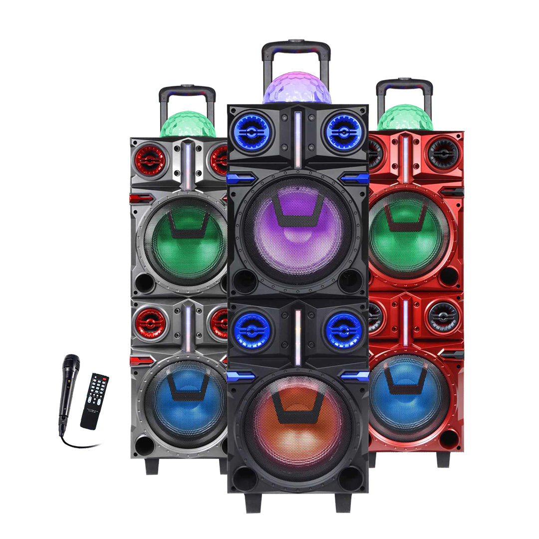 Spark-208 5000W Peak Power Fully Amplified Portable 2x8" Bluetooth Speaker - Top Tech Audio 