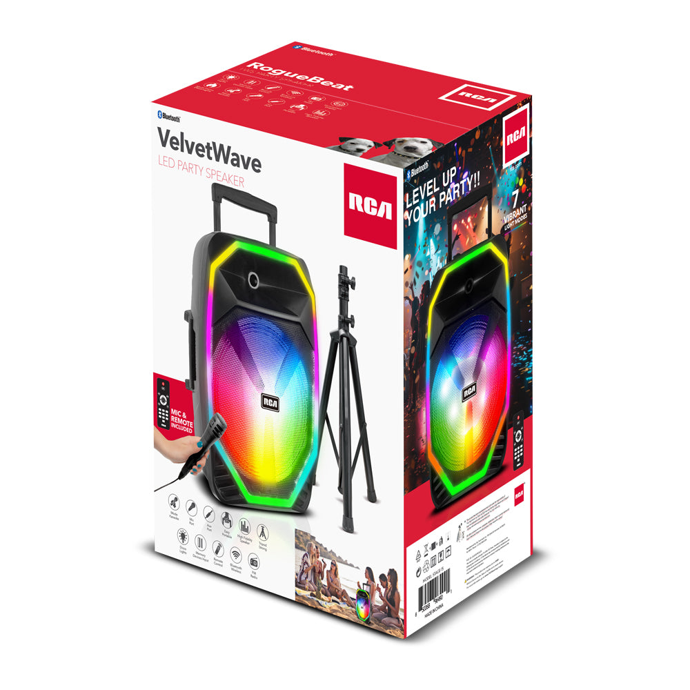 RCA STAGE-15 15" Dynamic Bluetooth Speaker with Stand, Mic & Remote Control - Top Tech Audio 