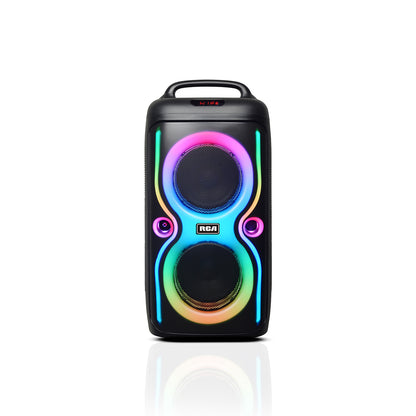 RCA STAGE-66 Double 6.5" Bluetooth Speaker with Mic, Remote & Disco LED Light - Top Tech Audio 